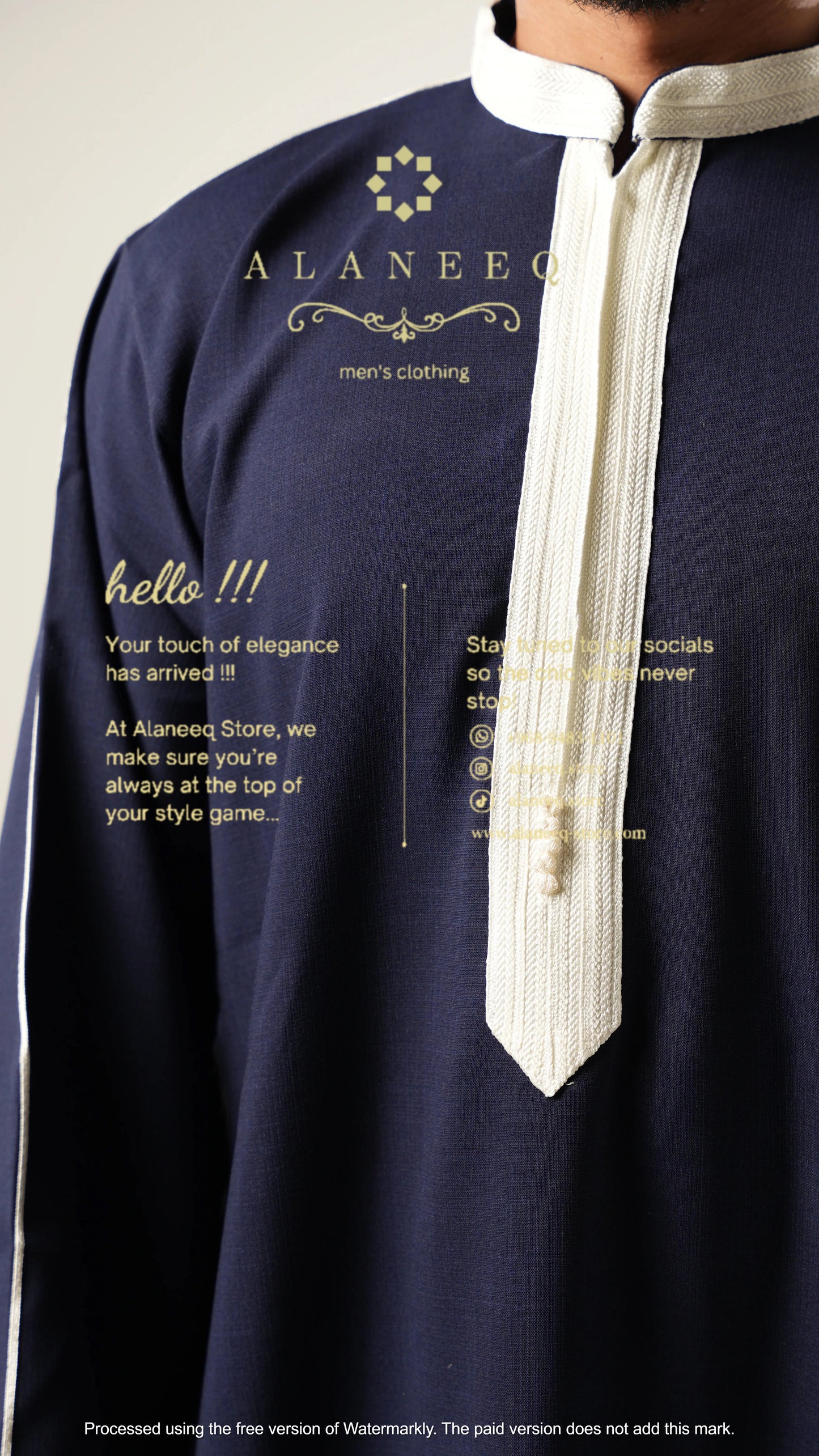 ثوب كحلي راقي/تفصيل خاص