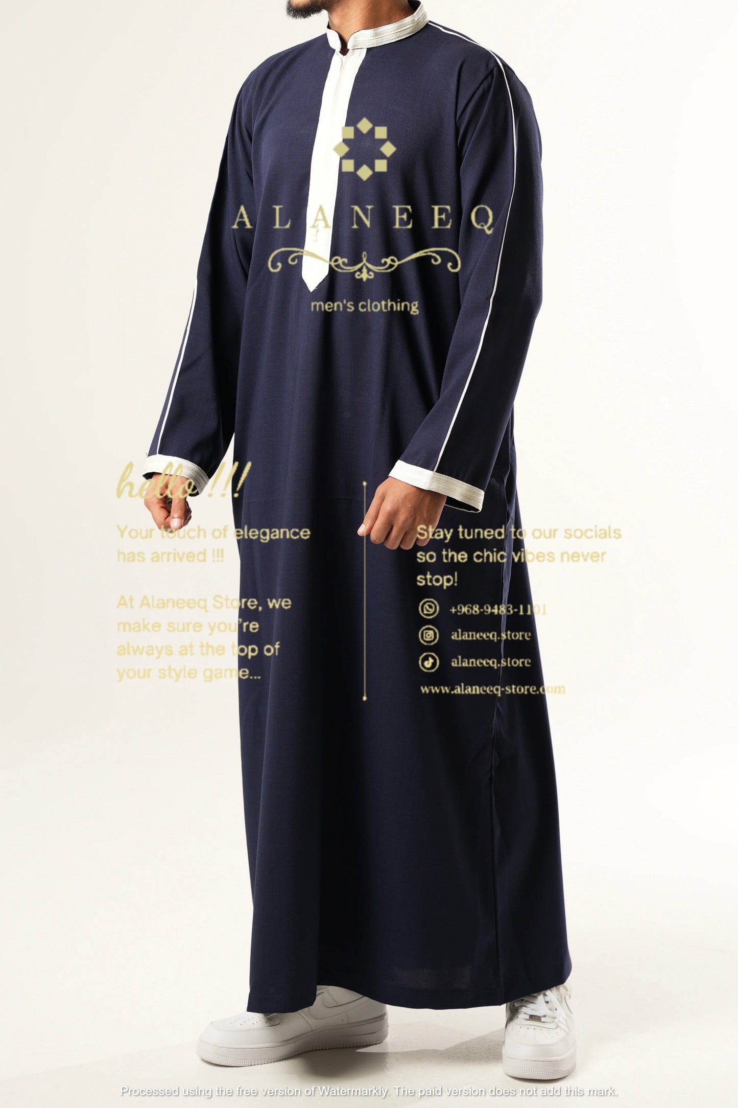 ثوب كحلي راقي/تفصيل خاص